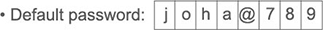 Default password: joha@789